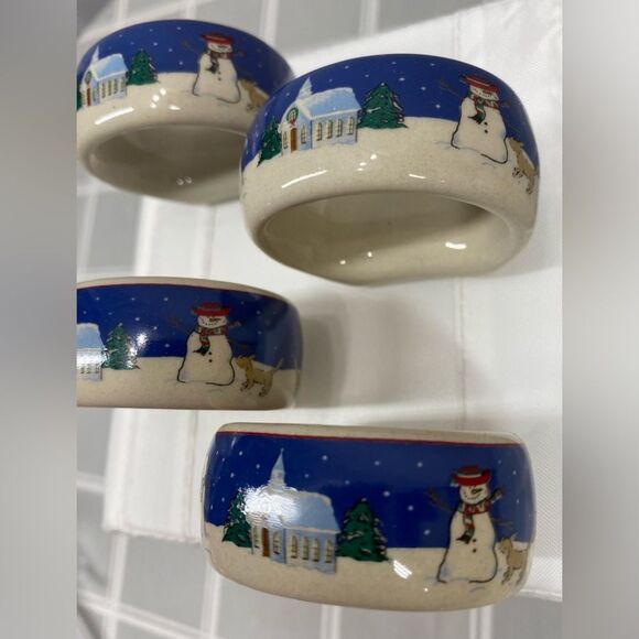 Napkin Rings Canterbury Potteries Holy Night Stoneware Country Christmas Church - Picture 7 of 8